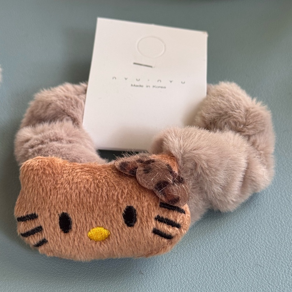 Brown and Tan Kids Plushie Hello Kitty Scrunchie